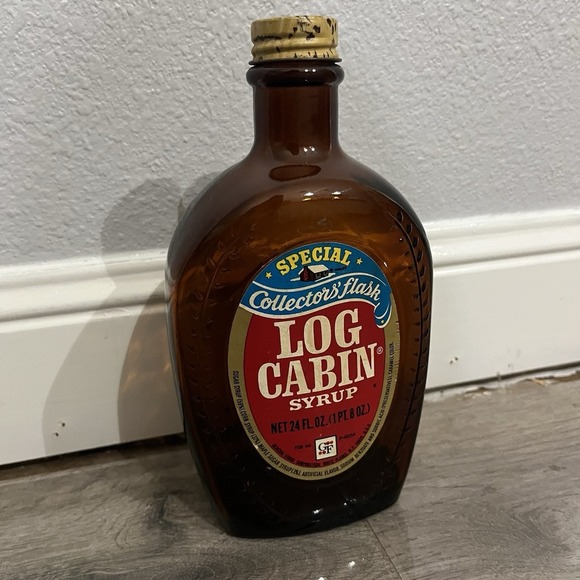 Other - Vintage Log Cabin Syrup Glass Bottle with Cork Great Condition No Chips